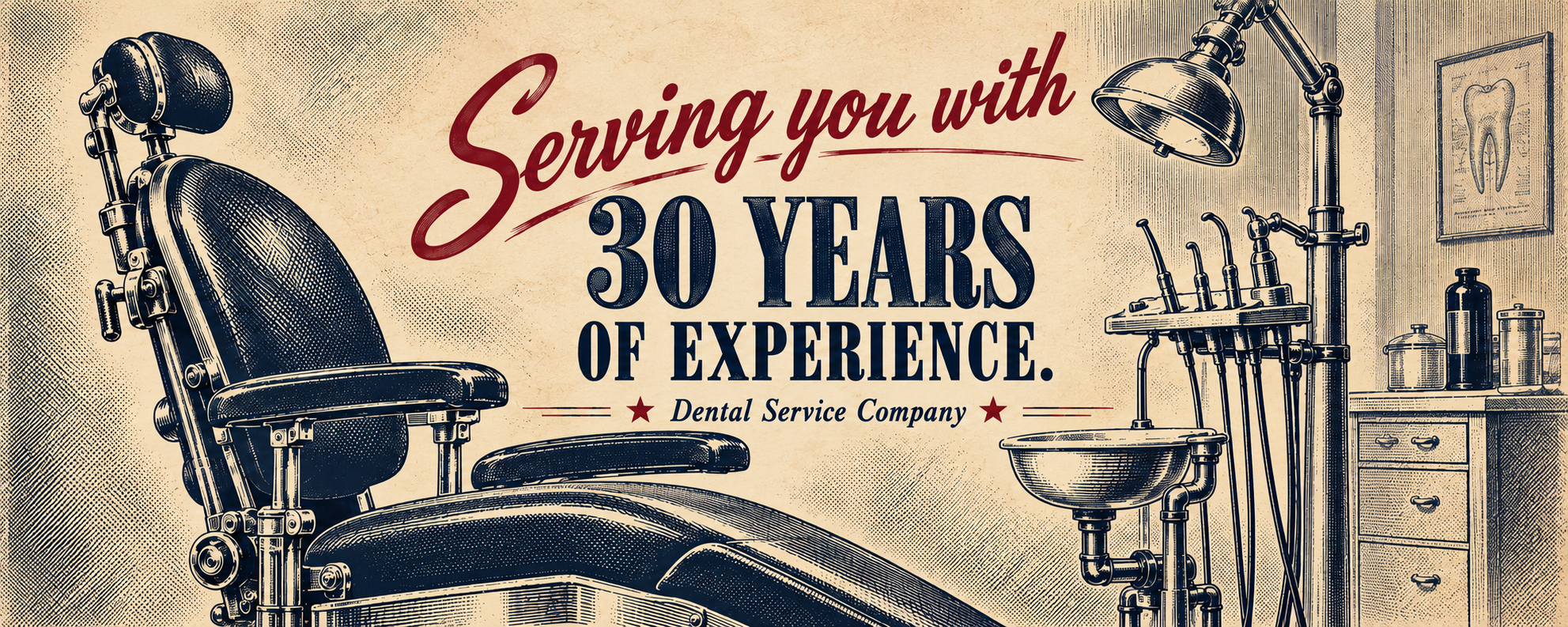 Engraved dental chair and equipment. Serving you with 30 years of experience. Dental Service Company.